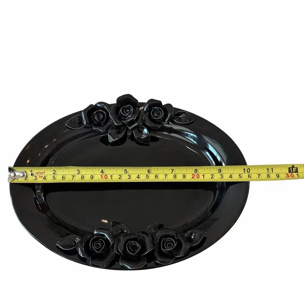 Potter's Studio Black Ornate Floral Decorative Serving Tray 10